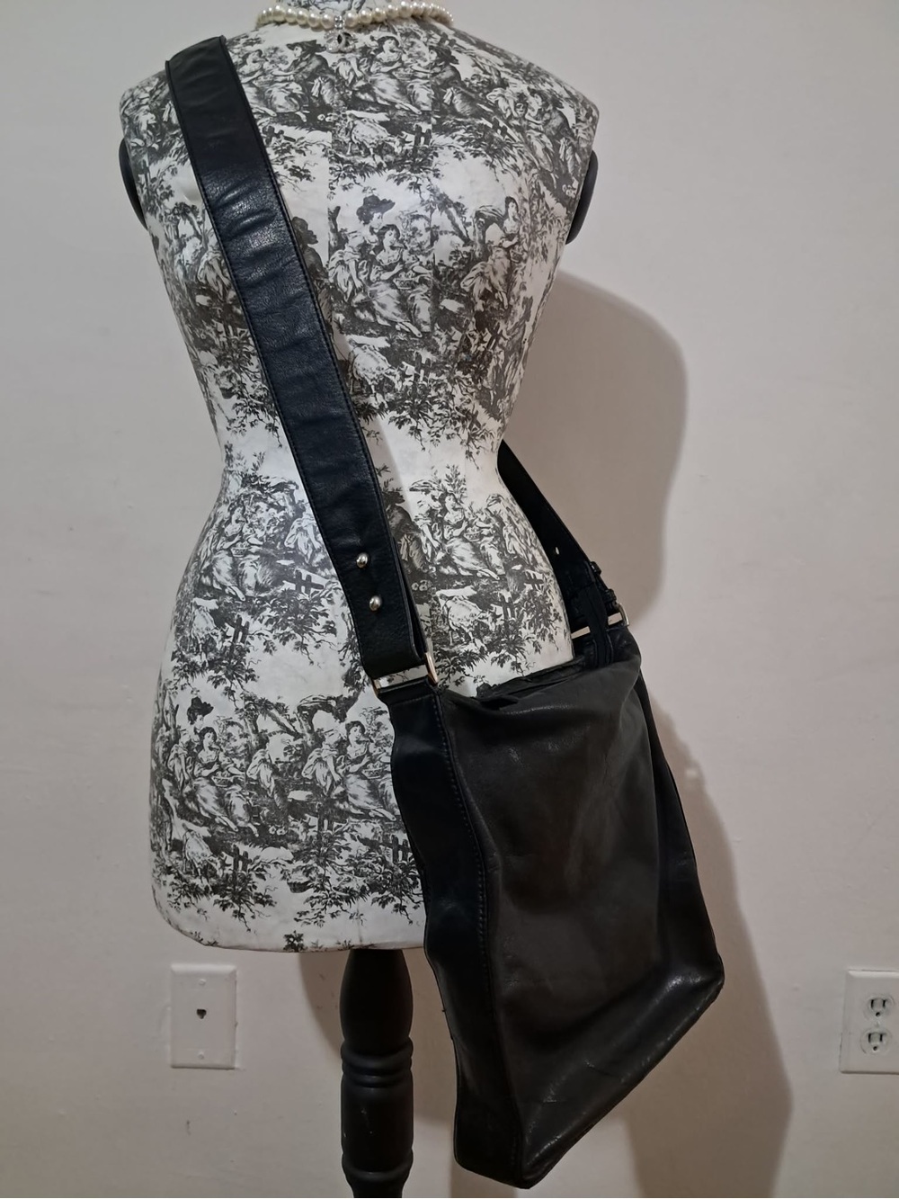 Danier Black Leather Crossbody Tote Bag